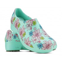 Sapato Profissional Soft Works II Estampado Flor Rosa - Verde Medicina