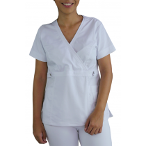 Scrubs Blusa Transpassada Manga Curta - Branca Scrubs Blusa Transpassada Manga Curta - Branca