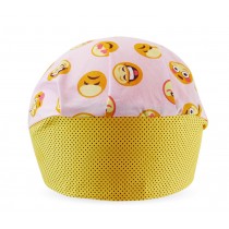 Touca Elástica Profissional Emoticons - Rosa com Aba Amarela Touca Elástica Profissional Emoticons - Rosa com Aba Amarela
