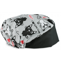 Touca Elástica Profissional Meow- Cinza com Aba Preta Touca Elástica Profissional Meow- Cinza com Aba Preta
