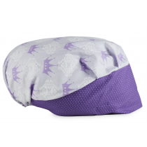 Touca Elástica Profissional Realeza - Lilás com Aba Roxa Poá Touca Elástica Profissional Realeza - Lilás com Aba Roxa Poá