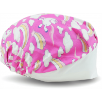 Touca Elástica Profissional Unicórnio - Pink, Aba Branca Touca Elástica Profissional Unicórnio - Pink, Aba Branca