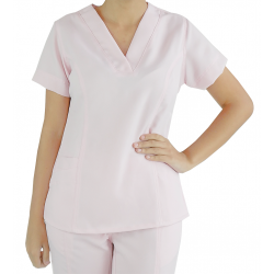 Scrubs Blusa Decote V Manga Curta - Rosa Baby - Do número 40 ao 50