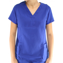 Scrubs Blusa Decote V Manga Curta - Azul Royal - Do número 38 ao 52