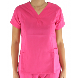 Scrubs Blusa Decote V Manga Curta - Rosa Pink - Do número 38 ao 48