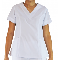 Scrubs Blusa Decote V Manga Curta - Branco - Do número 38 ao 52