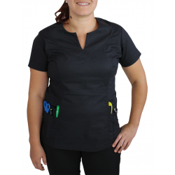 Scrubs Blusa privativa Funcional Manga Curta - Preto