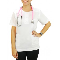 Scrubs Blusa Modelo Unissex com Botões - Branco