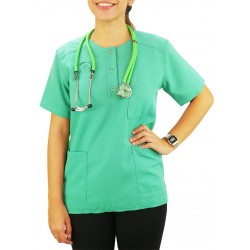 Scrubs Blusa Modelo Unissex com Botões - Verde