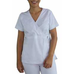 Scrubs Blusa Transpassada Manga Curta - Branca