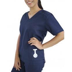 Scrubs Blusa Unissex Manga Curta - Azul Marinho - Do número 40 ao 54