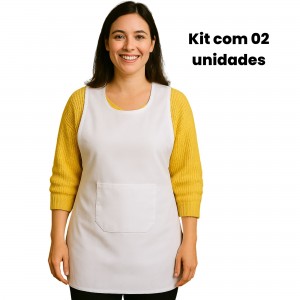 Kit 02 Aventais Bata Profissional Oxford - Branco