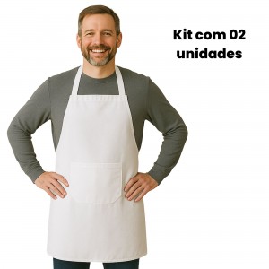 Kit 02 Aventais Frente Única Profissional Oxford - Branco