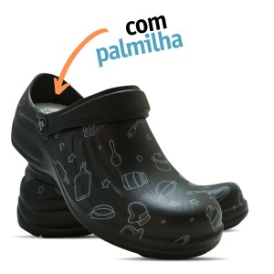 Babuche Profissional Soft Works Estampado Com Palmilha - Cozinha - Preto