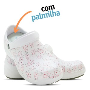 Babuche Profissional Soft Works Estampado Com Palmilha - Esteto Love - Branco