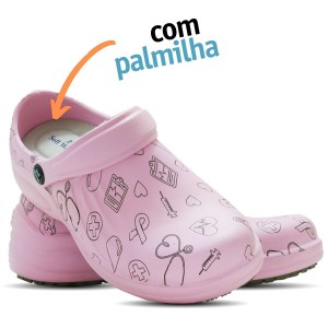 Babuche Profissional Soft Works Estampado Com Palmilha - Área da Saúde - Rosa