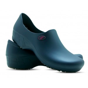 Sapato Antiderrapante Sticky Shoe Florence - Laço Rosa - Prevenção ao Cancer de Mama - Azul Marinho