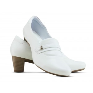 Sapato Neftali Salto Quadrado 5cm - Branco Pin Eletro Coração Mameluko