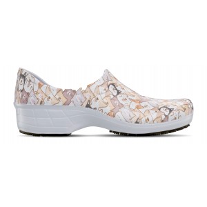 Sapato Sticky Shoes Feminino Estampa Fun - Pet Gatos e Cachorros - Branco e Bege