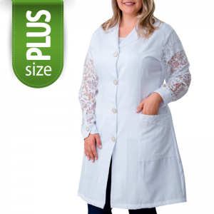 Jaleco Feminino Namaste Gabardine Branco Na Mameluko