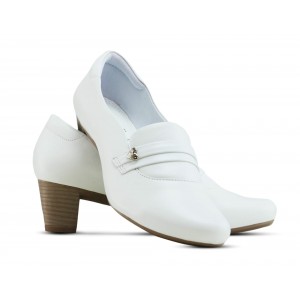 Sapato Neftali Salto 5cm Quadrado Branco P na Mameluko