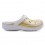 Babuche Boa Onda Aberta Easy - Branco Ouro Metalizado