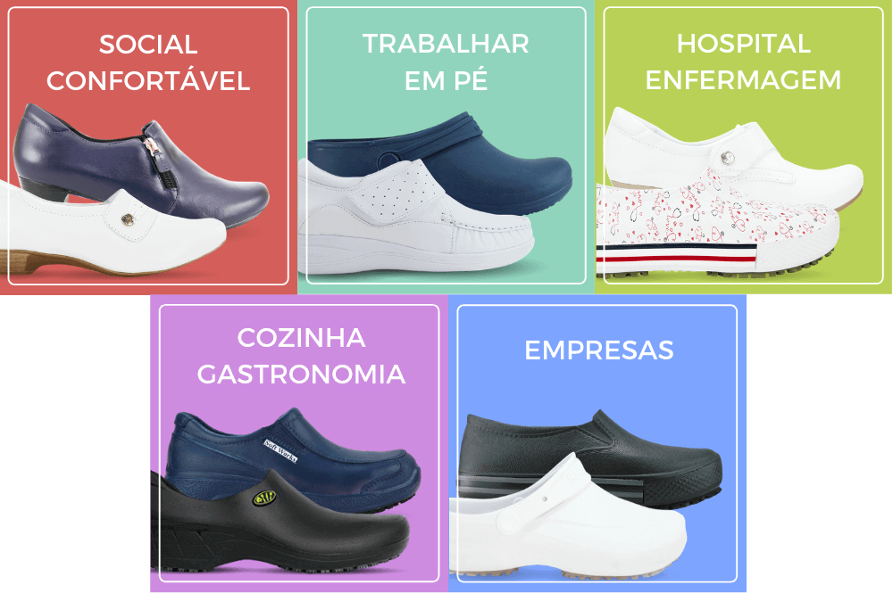 linha de sapatos confortáveis